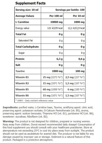 Carnitine 100.000 mg CarniZone 1000 ml /100 servings/ Lemon Lime Amix Nutrition (257561374)