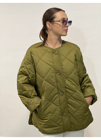Зелена демісезонна жіноча стьобана куртка н&м (56095) xs зелена H&M