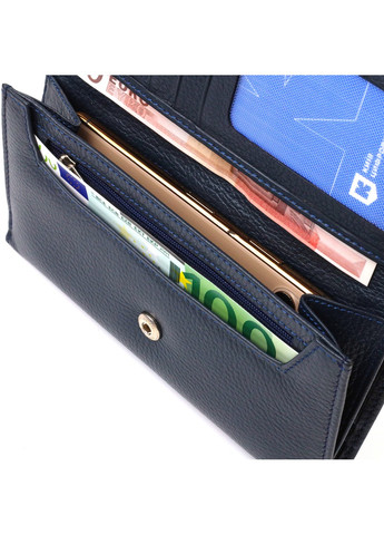 Надійний портмоне унісекс із натуральної шкіри флотар 21849 Синє Canpellini (259829961)