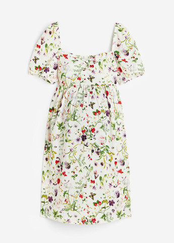 Комбинированное повседневный платье для беременных с пышными рукавами H&M с цветочным принтом
