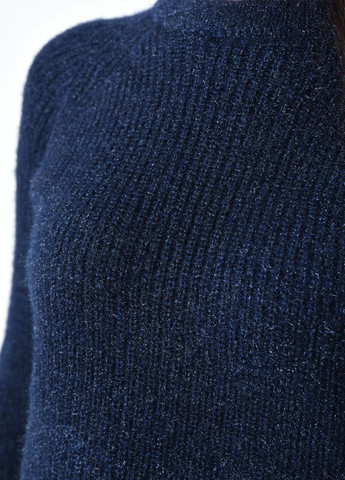 Темно-синий зимний свитер женский акриловый темно-синего цвета пуловер Let's Shop