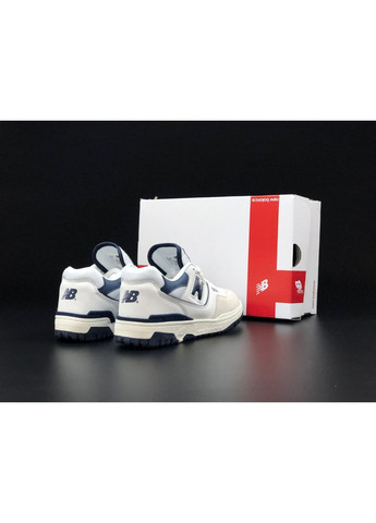 Бежеві Осінні чоловічі кросівки білі із темно синім «no name» New Balance 550