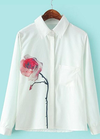 Белая женская блуза с вышивкой flowers FS