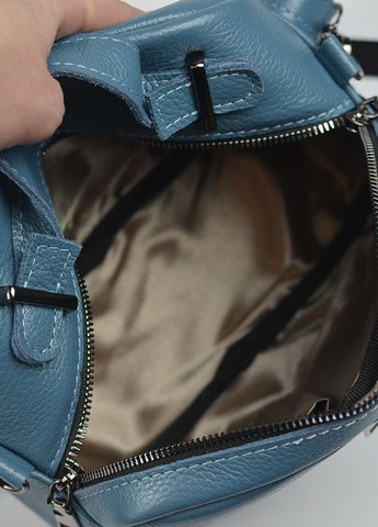 Голубая женская кожаная маленькая сумка кросс боди через плечо с ручкой Serebro (274534467)