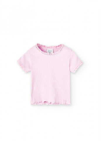 Светло-розовая летняя футболка для девочки Boboli