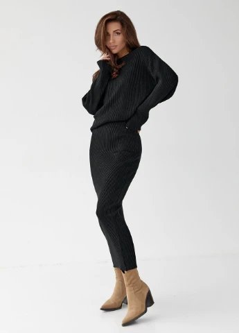 Однотонный юбочный костюм в рубчик - черный Lurex (262810562)