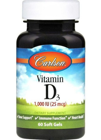 Vitamin D3 1000 IU 60 Soft Gels CAR-14500 Carlson Labs (257252456)