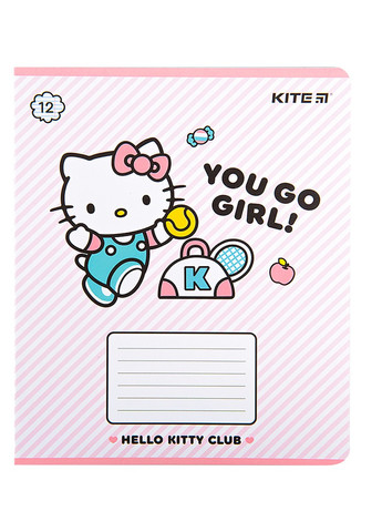 Тетрадь в линейку 12 листов Hello Kitty цвет разноцветный ЦБ-00223200 Kite (259961169)