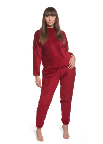 Бордова всесезон піжама костюм домашній махровий жіночий кофта зі штанами бордовий Maybel