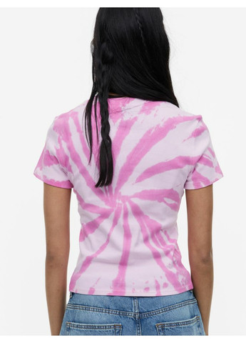 Рожева літня жіноча футболка з принтом rolling stones (55784) 36 рожева H&M