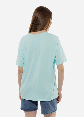 Бирюзовая летняя женская футболка оверсайз цвет бирюзовый цб-00219232 Yuki
