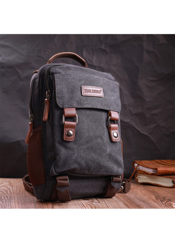 Практичный текстильный рюкзак с уплотненной спинкой и отделением для планшета 22168 Черный Vintage (267948746)