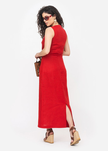 Красное повседневный платье меди приталенное красное футляр MORANDI однотонное