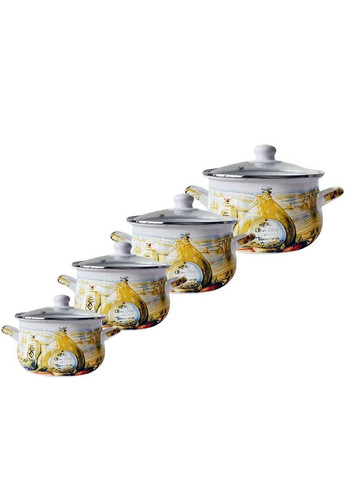 Каструля Тоскана сферична зі скляною кришкою емальована сталь арт. AU-701-22 Aureti (260618327)