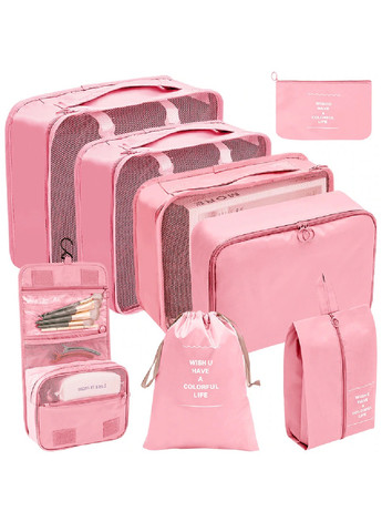 Набор комплект дорожных органайзеров боксов кейсов для одежды белья косметики аксессуаров 8 шт (475224-Prob) Розовый Unbranded (263441279)