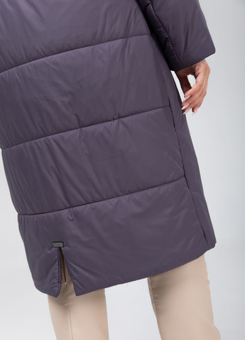 Фиолетовое зимнее Женское зимнее длинное пальто больших размеров баклажан 32172 Delfy
