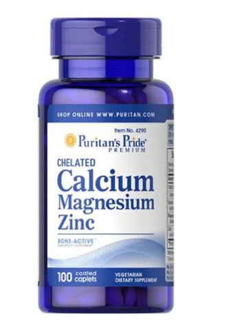 Puritan's Pride Chelated Calcium Magnesium Zinc 100 Caplets Puritans Pride (256723455)