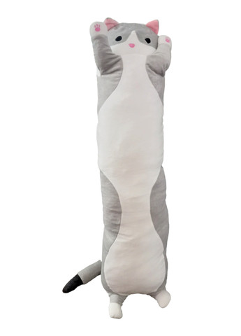 Кіт батон м'яка іграшка антистрес подушка плюшевий котик обіймашка 50 см сірий No Brand (264834478)