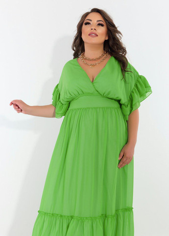 Зелена сукні великіх розмірів ошатне шифонове плаття (54451) Lemanta