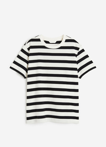 Комбинированная летняя хлопковая футболка полномерная в полоску с коротким рукавом H&M
