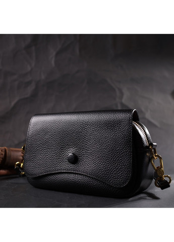 Вечірня жіноча сумка з фігурним клапаном із натуральної шкіри 22429 Чорна Vintage (276461842)