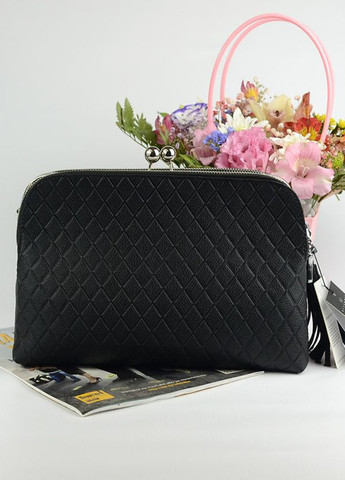 Чорна жіноча маленька сумка клатч з довгим ремінцем, сумочка крос-боді три відділи з еко-шкіри No Brand (266914607)