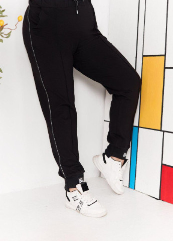 Женские брюки спорт черного цвета с белой прошвой р.54 375979 New Trend (256615273)