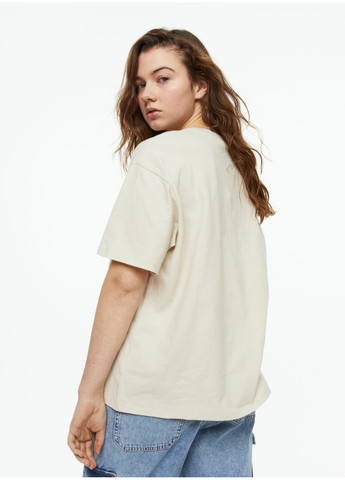 Жіноча футболка оверсайз з принтом Н&М (55810) XS Світло-бежева H&M - (258763182)