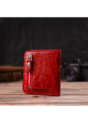 Жіночий гаманець з натуральної шкіри з тисненням під крокодила 21795 Червоний Canpellini (259815835)