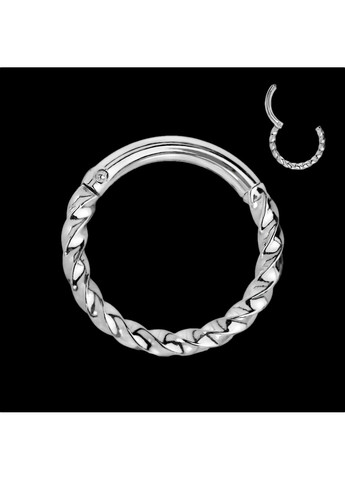 Кільце клікер (сережка) із сталі у вигляді спіралі для пірсингу носа, вуха, трагуса, хелікса, брови, губ колір Метал Spikes (260395442)