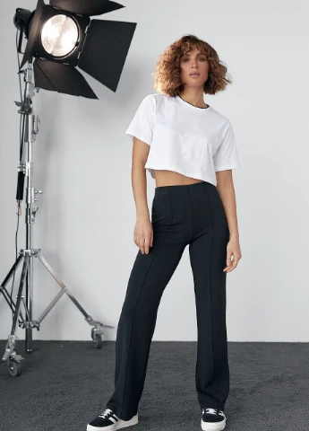 Укорочена трикотажна футболка - білий Lurex - (277358401)