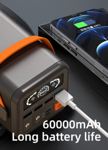 Павербанк 60000 mAh 2Project с фонариком, QC 36W - Зарядка для телефона планшета, Портативна батарея Powerbank (павербанк) Martec