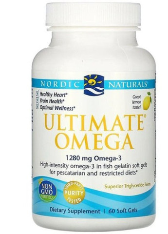 Ultimate Omega 1000 mg 60 Softgels Lemon Flavor NOR01797 Nordic Naturals (256722090)