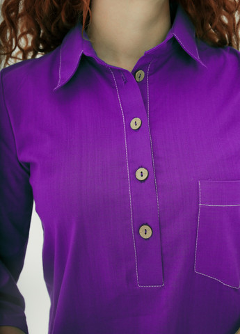 Фіолетова кежуал класична довга пряма сукня з натурального льону INNOE однотонна