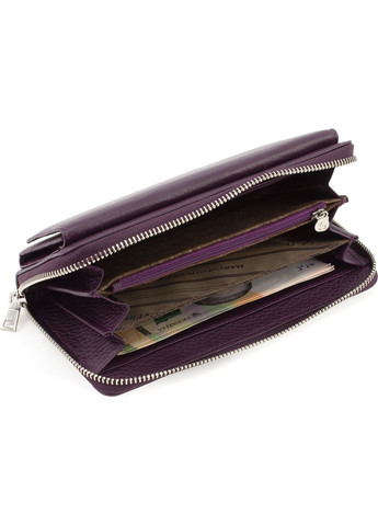 Жіночий гаманець-клатч із натуральної шкіри на блискавці з ремінцем на зап'ястя 19,5х11 6054-11(17074) Фіолетовий Marco Coverna (259752547)