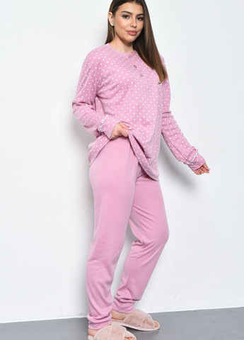 Розовая зимняя пижама женская розового цвета кофта + брюки Let's Shop