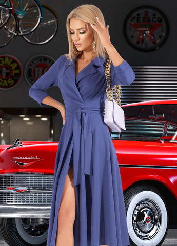 Фіолетова сукнi норма приталена сукня модного відтінку (4906) Lemanta