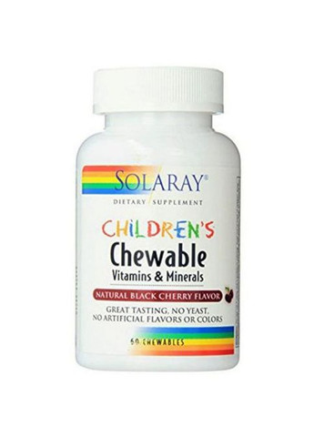Children's Chewable Vitamins and Minerals 60 Chewables Natural Black Cherry Flavor SOR-04796 Solaray (264295720)