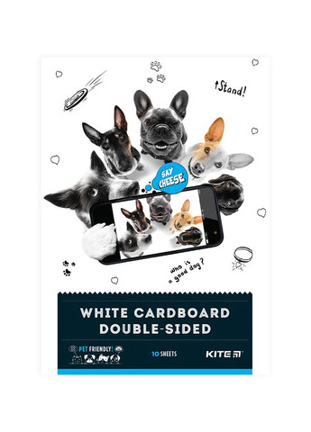 Картон білий 10 аркушів Dogs колір різнокольоровий ЦБ-00223055 Kite (260510117)