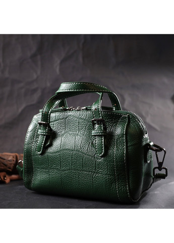 Невелика сумка жіноча з двома ручками з натуральної шкіри 22359 Зелена Vintage (276461807)