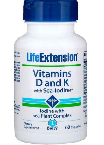 Vitamins D and K with Sea-Iodine 60 Caps Life Extension (256723853)