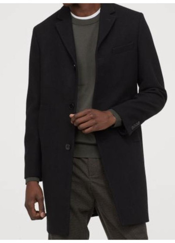Черное демисезонное Мужское шерстяное пальто Н&М (56427) S Черное H&M