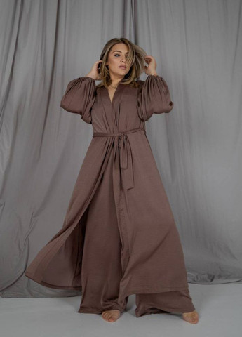 Бежевая женский пижамный костюм тройка цвет капучино р.l/xl 448619 New Trend