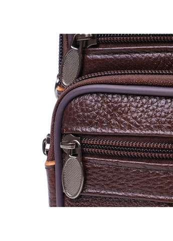Компактная сумка мужская на пояс из натуральной кожи 21484 Коричневая Vintage (260360815)