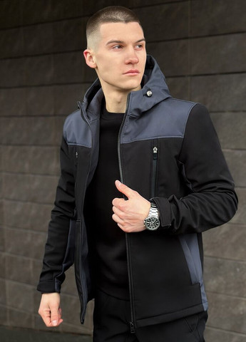 Черная демисезонная куртка setup черно-серый Pobedov