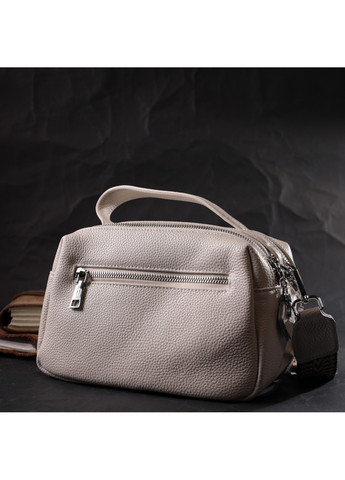 Жіноча прямокутна сумка на два відділення з натуральної шкіри 22344 Біла Vintage (276457630)