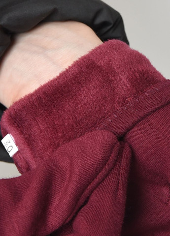 Перчатки женские на меху бордового цвета размер 6,5 Let's Shop (263278183)