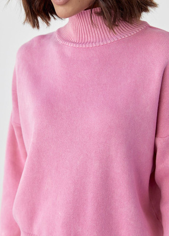 Розовый зимний женский свитер в технике тай-дай - розовый Lurex