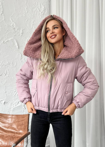 Розовая женская укороченная курточка цвета пыльная роза р.42/44 396844 New Trend