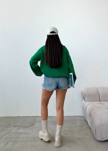 Зеленый женский свитер вязка коттон No Brand
